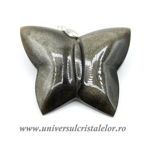 Pandantiv obsidian auriu fluture