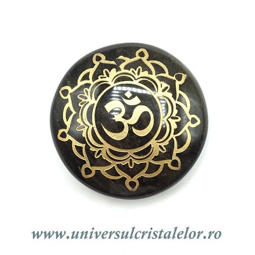 Obsidian auriu polisat simbol OM