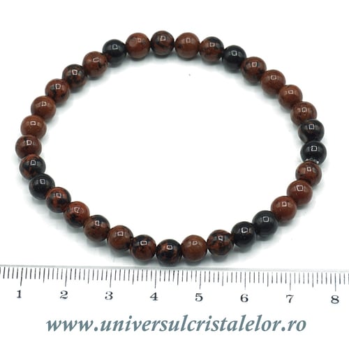 Bratara obsidian mahon rotund - 6 mm