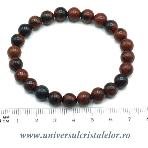 Bratara obsidian mahon rotund - 8 mm