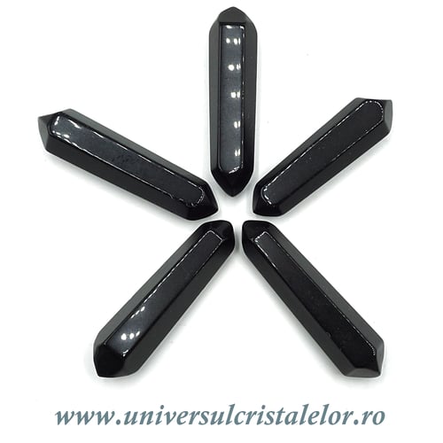 Bagheta Dublu varf obsidian negru 5-6 cm