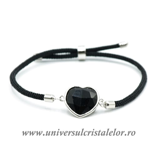 Bratara obsidian negru inima reglabila
