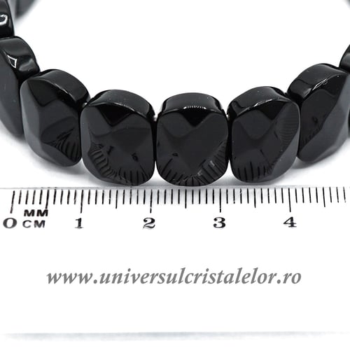 Bratara obsidian negru fatetat