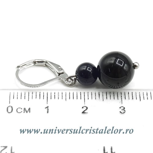 Cercei obsidian negru rotund-10mm m03