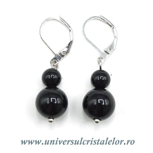 Cercei obsidian negru rotund-10mm m03