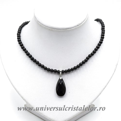 Colier cu pandantiv obsidian negru lacrima