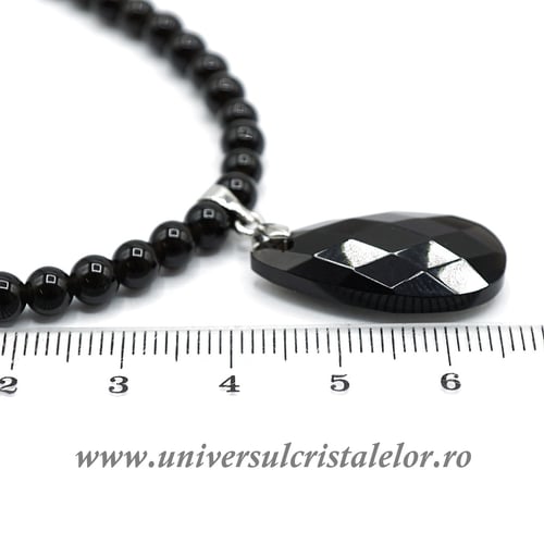 Colier cu pandantiv obsidian negru lacrima
