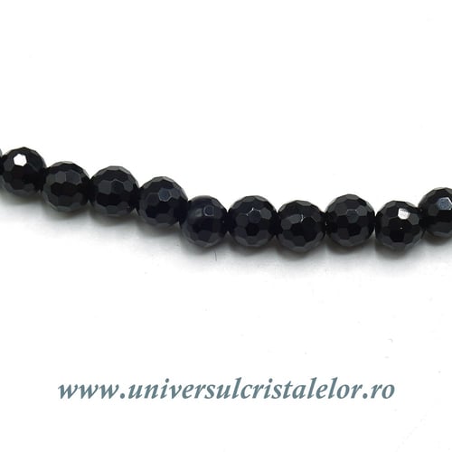 Colier obsidian negru rotund fatetat - 4,2 mm