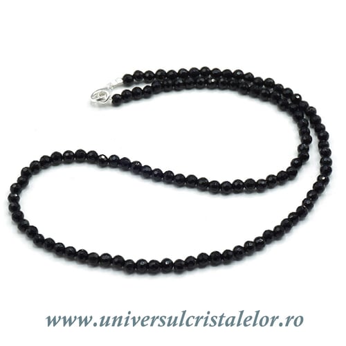 Colier obsidian negru rotund fatetat - 4,2 mm