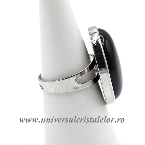 Inel obsidian negru oval reglabil m5