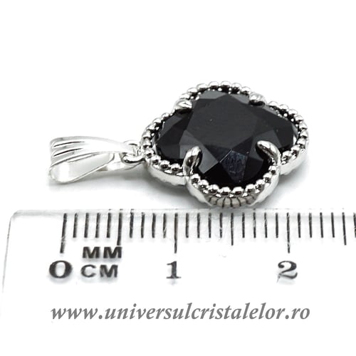 Pandantiv obsidian negru trifoi