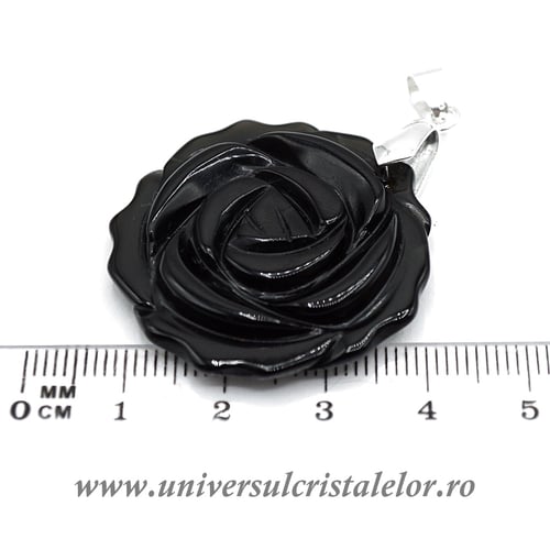 Pandantiv obsidian negru floare
