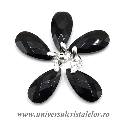 Pandantiv obsidian negru lacrima fatetat m2