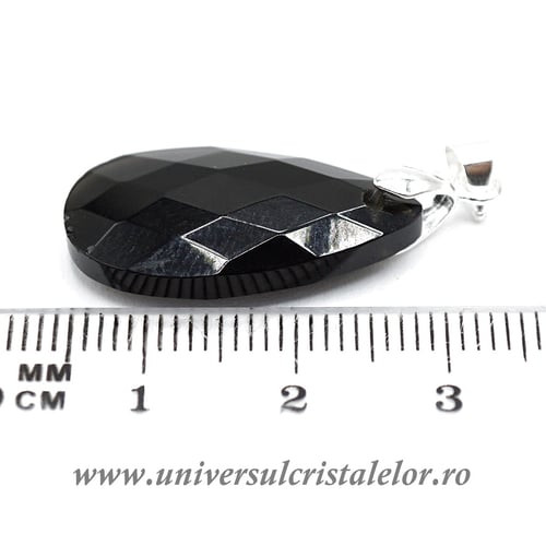 Pandantiv obsidian negru lacrima fatetat m2