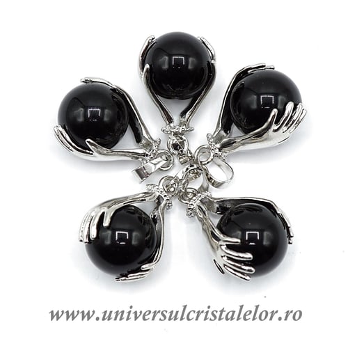 Pandantiv obsidian negru sfera m1