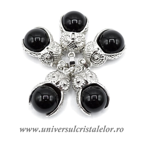 Pandantiv obsidian negru sfera m2