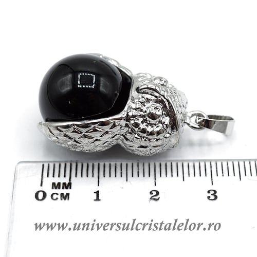 Pandantiv obsidian negru sfera m2
