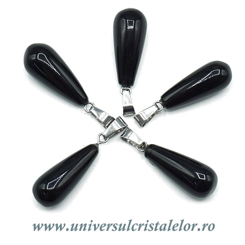 Pandantiv obsidian negru picatura