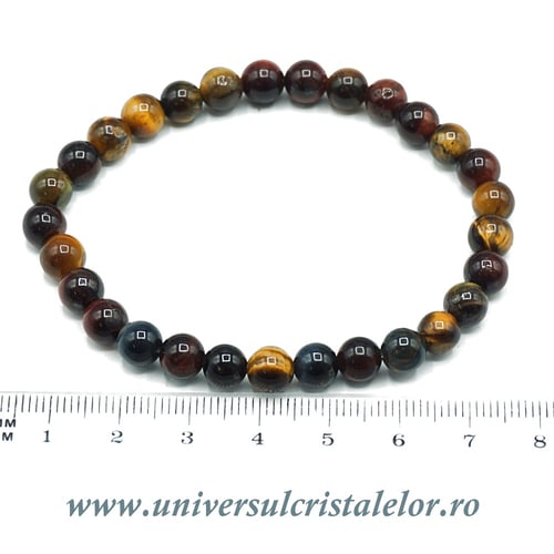 Bratara ochi de tigru mixt rotund - 6 mm
