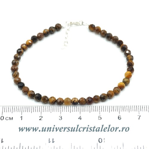 Bratara ochi de tigru rotund fatetat - 4.2 mm