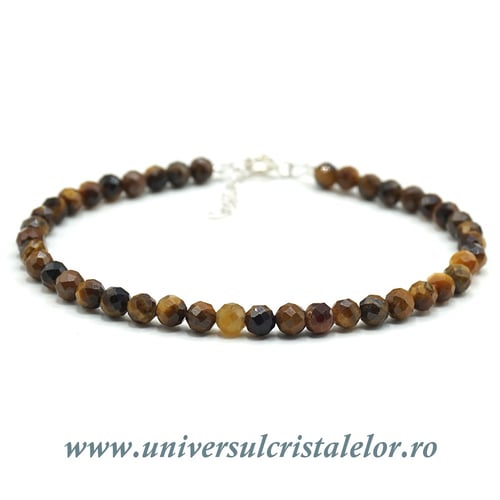 Bratara ochi de tigru rotund fatetat - 4.2 mm