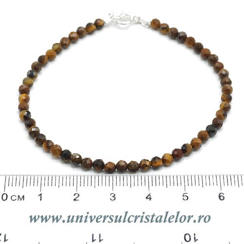 Bratara ochi de tigru rotund fatetat - 3,6 mm