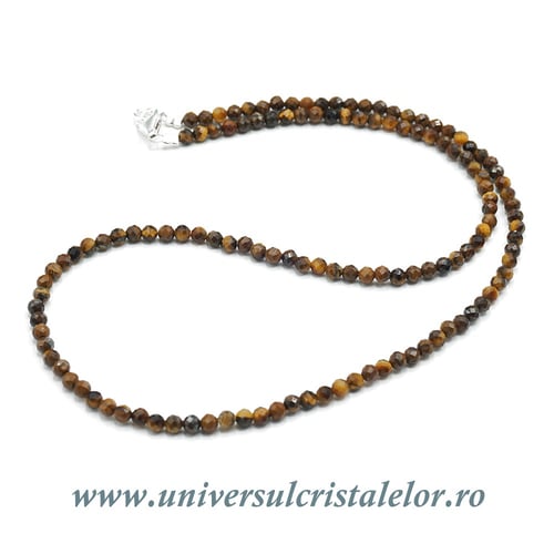 Colier ochi de tigru rotund fatetat - 3,6 mm