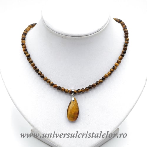Colier cu pandantiv ochi de tigru lacrima