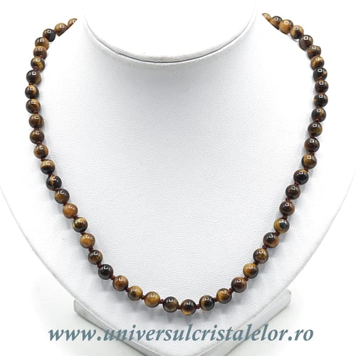 Colier ochi de tigru rotund - 6 mm