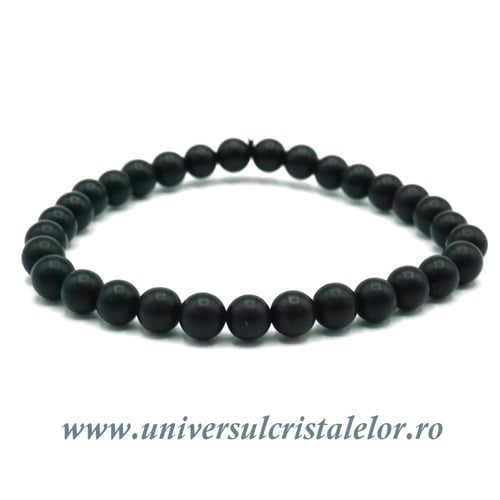 Bratara onix negru mat rotund - 6 mm