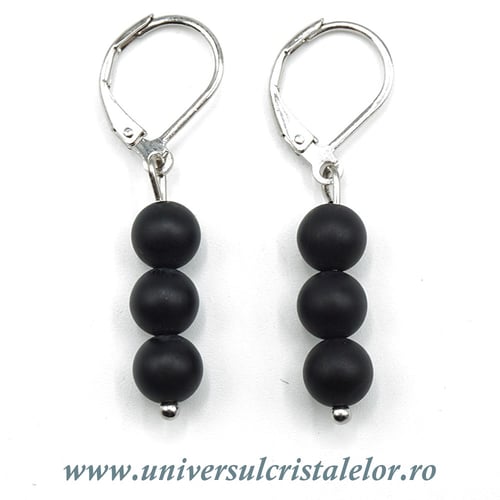 Cercei onix negru rotund - 6 mm 