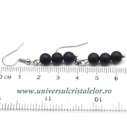 Cercei onix negru rotund - 6 mm 