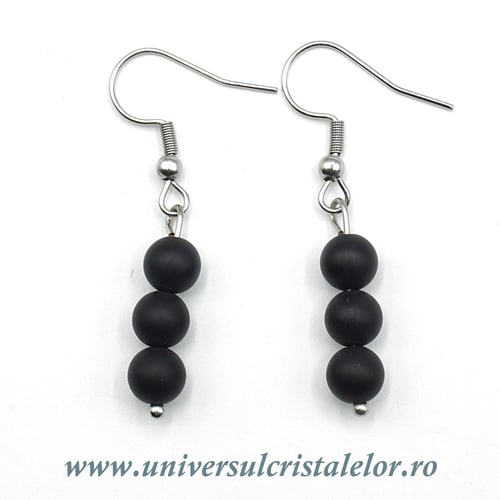 Cercei onix negru rotund - 6 mm 