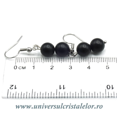 Cercei onix negru rotund - 8 mm 