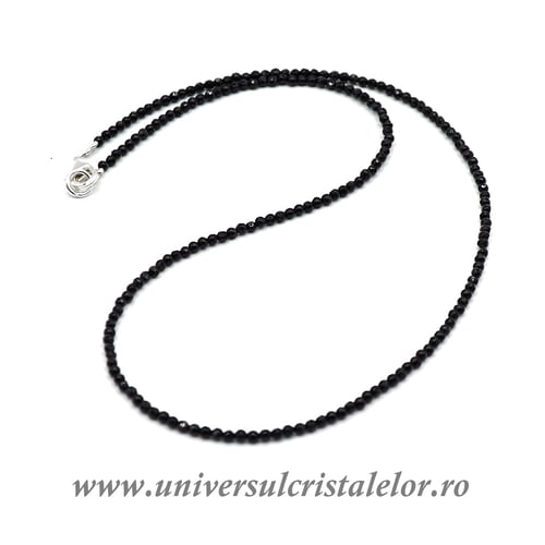 Colier onix negru rotund fatetat - 2,5 mm