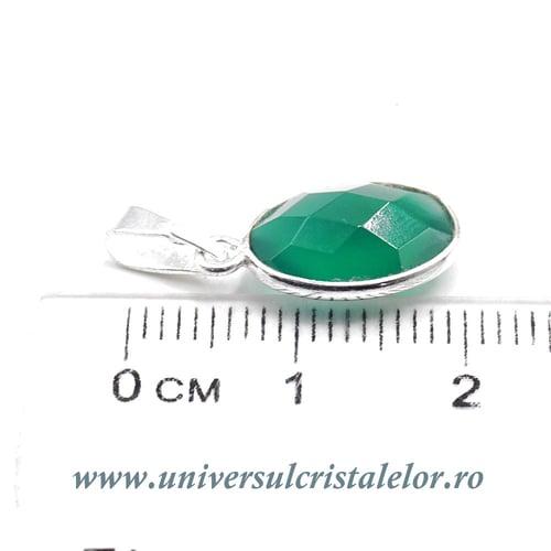 Pandantiv onix verde oval fatetat - 9 /13mm