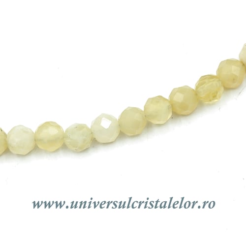 Bratara opal galben rotund fatetat - 4 mm