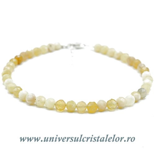 Bratara opal galben rotund fatetat - 4 mm