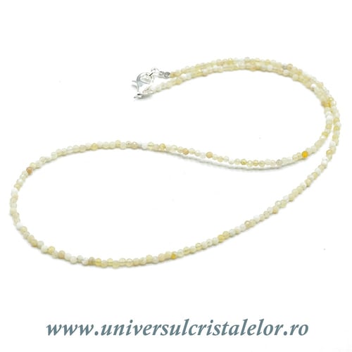 Colier opal galben rotund fatetat - 2,3mm