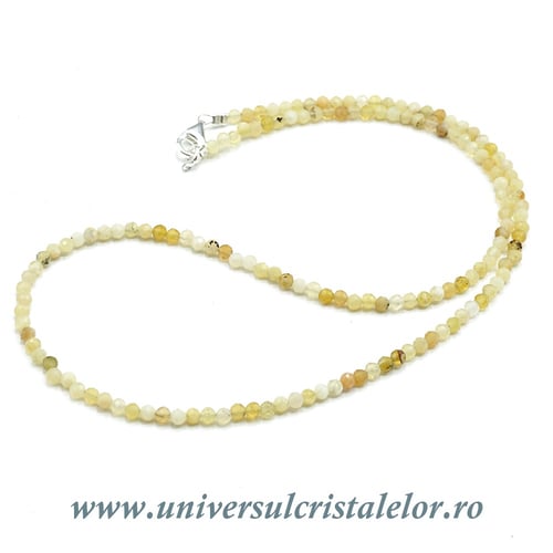 Colier opal galben rotund fatetat - 3,2 mm