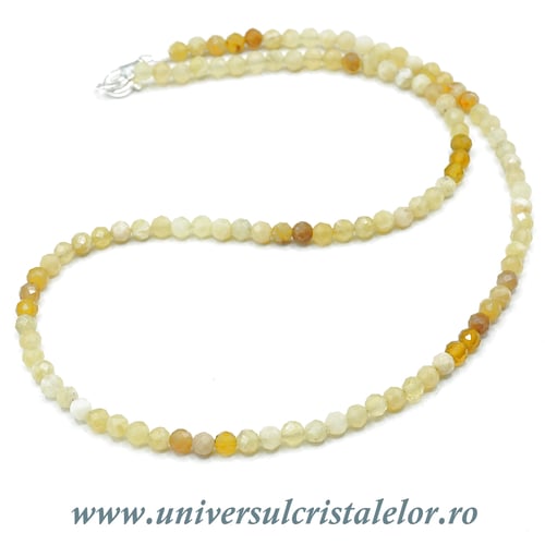 Colier opal galben rotund fatetat - 4 mm