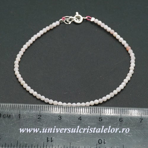 Bratara opal roz rotund fatetat - 2,5 mm