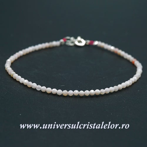 Bratara opal roz rotund fatetat - 2,5 mm