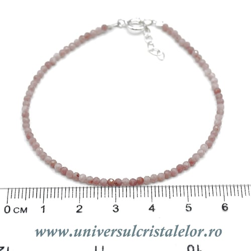 Bratara opal roz rotund fatetat - 2 mm