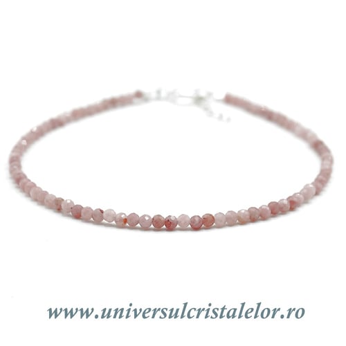 Bratara opal roz rotund fatetat - 2 mm