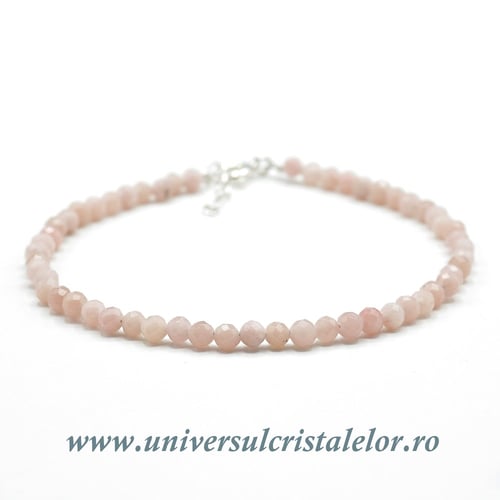 Bratara opal roz rotund fatetat - 3.4mm