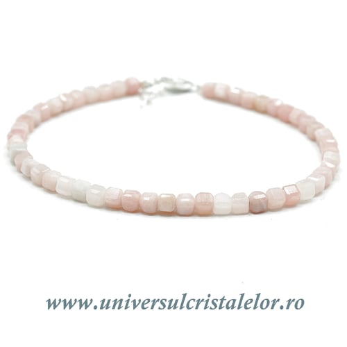 Bratara opal roz cub fatetat - 3 mm
