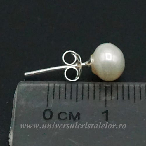 Cercei perle rotund tip surub 6 mm