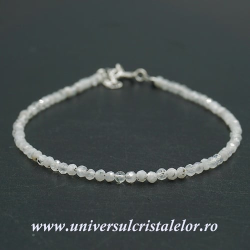 Bratara piatra lunii alba rotund fatetat - 2,4mm