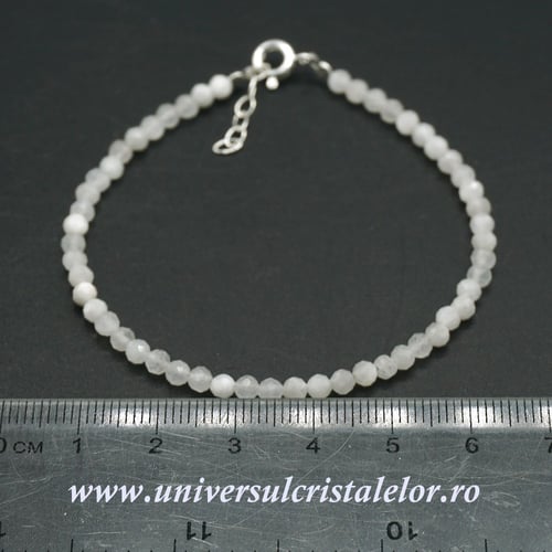 Bratara piatra lunii alba rotund fatetat - 3,4mm